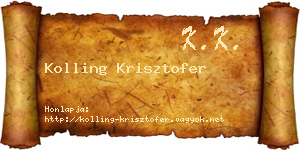 Kolling Krisztofer névjegykártya